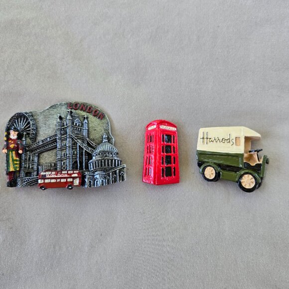 London, Phone box, and Harrod's truck England magnets - Picture 1 of 6